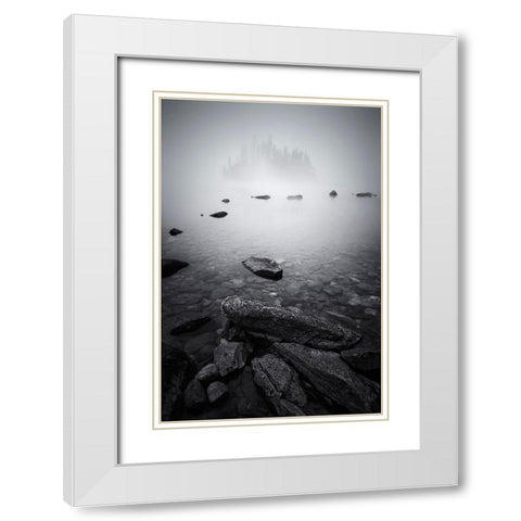 Misty Lake White Modern Wood Framed Art Print with Double Matting by Jacobs, Lydia