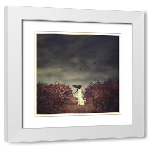 My Escape: A Girls Escape Into Her Dark Dreamworld White Modern Wood Framed Art Print with Double Matting by Sozza, Fabio
