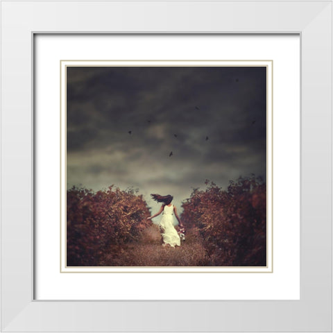 My Escape: A Girls Escape Into Her Dark Dreamworld White Modern Wood Framed Art Print with Double Matting by Sozza, Fabio