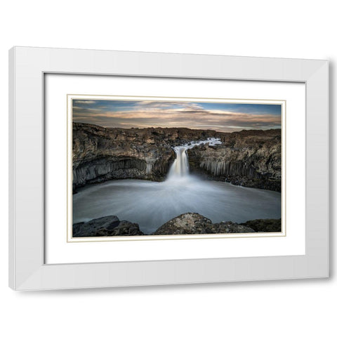 Aldeyjarfoss Waterfall North Iceland White Modern Wood Framed Art Print with Double Matting by Olsson, Ronny