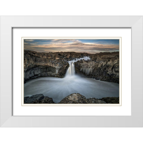 Aldeyjarfoss Waterfall North Iceland White Modern Wood Framed Art Print with Double Matting by Olsson, Ronny