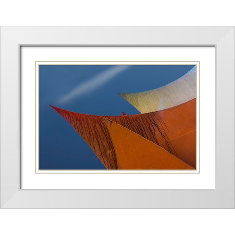 Whimsical Points White Modern Wood Framed Art Print with Double Matting by van Son, Greetje