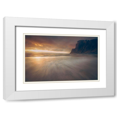 Kvalvika.. White Modern Wood Framed Art Print with Double Matting by Age Hol, Fred