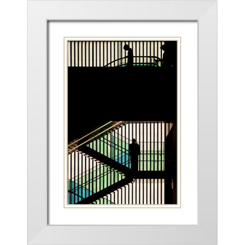Silhouette Romance White Modern Wood Framed Art Print with Double Matting by Hara, Tomoshi