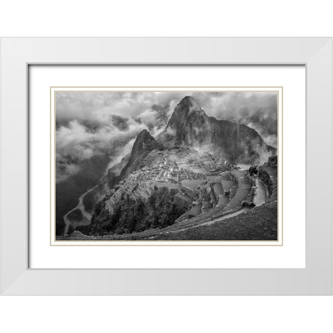 Fog In The Machu Picchu White Modern Wood Framed Art Print with Double Matting by Huang, Richard