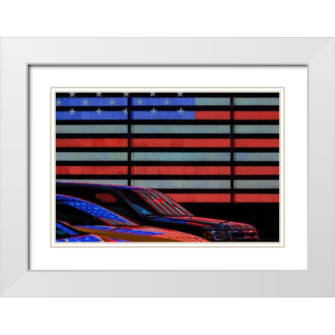 Stars And Stripes Reflected White Modern Wood Framed Art Print with Double Matting by Wride, Linda