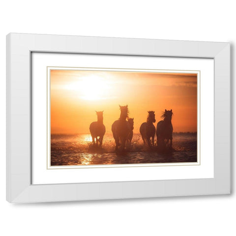 Camargue Angels White Modern Wood Framed Art Print with Double Matting by Anton, Rostovskiy