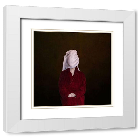 After Shower Portrait White Modern Wood Framed Art Print with Double Matting by Marinksy