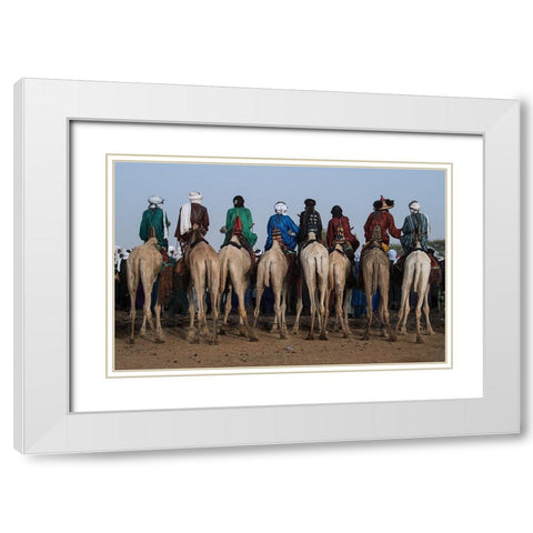 Watching The Gerewol Festival From The Camels - Niger White Modern Wood Framed Art Print with Double Matting by Inazio Kuesta, Joxe