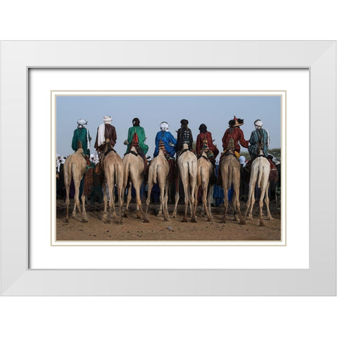 Watching The Gerewol Festival From The Camels - Niger White Modern Wood Framed Art Print with Double Matting by Inazio Kuesta, Joxe