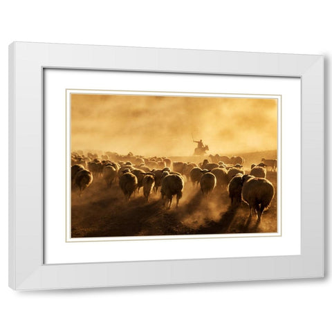 Light Power White Modern Wood Framed Art Print with Double Matting by Tunc, Feyzullah