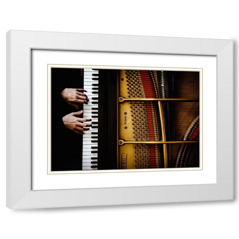 The Pianist White Modern Wood Framed Art Print with Double Matting by Rapagna, Sergio