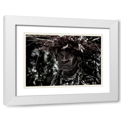 Woman In The Sing-Sing Festival Of Mt Hagen - Papua New Guinea White Modern Wood Framed Art Print with Double Matting by Inazio Kuesta, Joxe