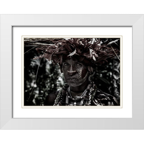 Woman In The Sing-Sing Festival Of Mt Hagen - Papua New Guinea White Modern Wood Framed Art Print with Double Matting by Inazio Kuesta, Joxe