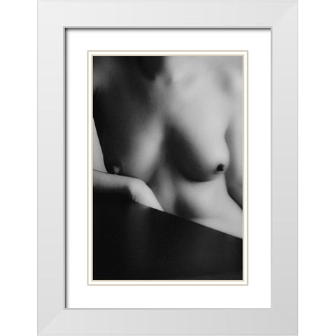 Untitled White Modern Wood Framed Art Print with Double Matting by Bousca, Bogdan