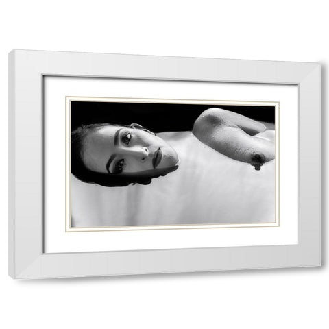Calm White Modern Wood Framed Art Print with Double Matting by Chai Telan, Thanakorn