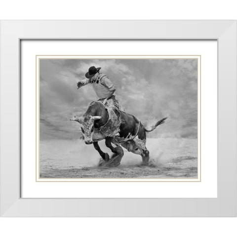 Ram Rodeo White Modern Wood Framed Art Print with Double Matting by Wang, Yun