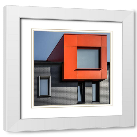 Orange Hideout White Modern Wood Framed Art Print with Double Matting by Vangindertael, Luc
