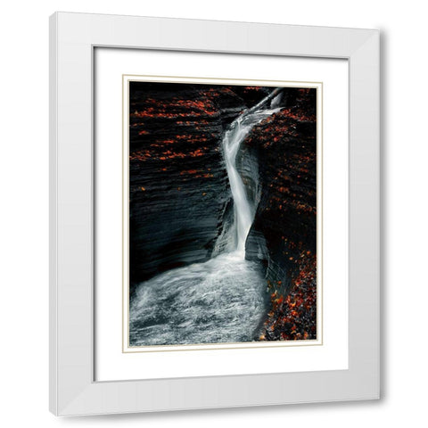 Autume White Modern Wood Framed Art Print with Double Matting by Deng, Larry
