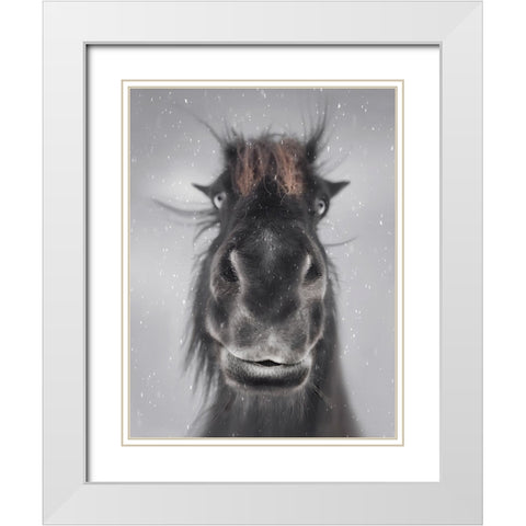 Hey White Modern Wood Framed Art Print with Double Matting by Deng, Larry