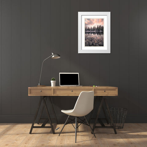 Melting White Modern Wood Framed Art Print with Double Matting by Lindsten, Christian