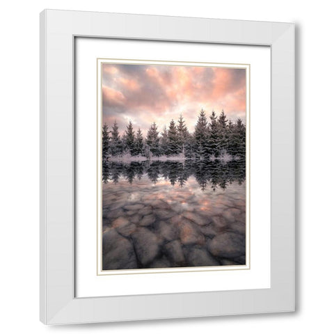 Melting White Modern Wood Framed Art Print with Double Matting by Lindsten, Christian