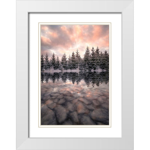 Melting White Modern Wood Framed Art Print with Double Matting by Lindsten, Christian