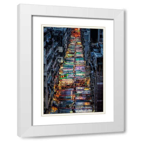 Night Market White Modern Wood Framed Art Print with Double Matting by Abdualhameid, Fahad