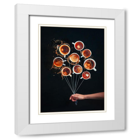 Coffee Balloons White Modern Wood Framed Art Print with Double Matting by Belenko, Dina