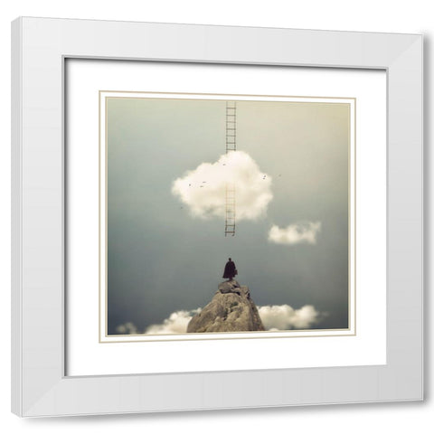 Social Ascension White Modern Wood Framed Art Print with Double Matting by Araujo, Nuno