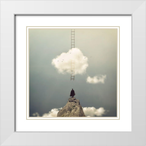 Social Ascension White Modern Wood Framed Art Print with Double Matting by Araujo, Nuno