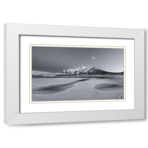 Cold Moon White Modern Wood Framed Art Print with Double Matting by Wang, Yun