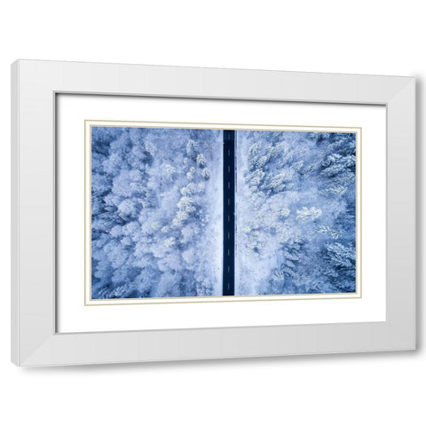 A Frosty Road White Modern Wood Framed Art Print with Double Matting by Gastager, Daniel