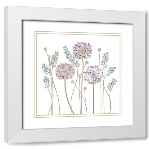 Allium White Modern Wood Framed Art Print with Double Matting by Disher, Mandy