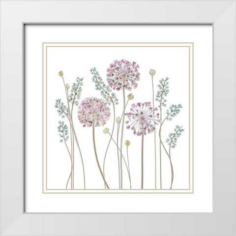 Allium White Modern Wood Framed Art Print with Double Matting by Disher, Mandy