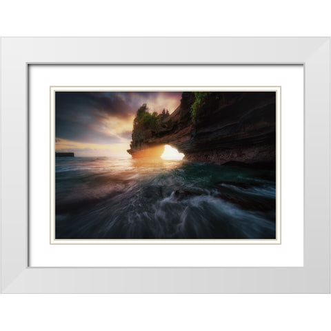 Pura Batu Bolong 2. White Modern Wood Framed Art Print with Double Matting by Pablo de, Juan