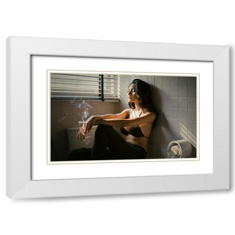 No.44 White Modern Wood Framed Art Print with Double Matting by M, Adirek