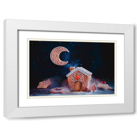 Winter Moon White Modern Wood Framed Art Print with Double Matting by Belenko, Dina