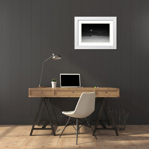 Full Moon Over White Sands White Modern Wood Framed Art Print with Double Matting by Jacobs, Lydia
