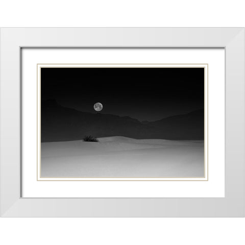 Full Moon Over White Sands White Modern Wood Framed Art Print with Double Matting by Jacobs, Lydia