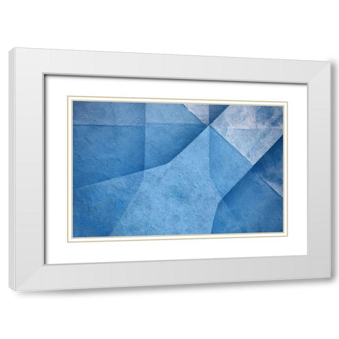 Blue Abstract White Modern Wood Framed Art Print with Double Matting by Hawerkamp, Hans-Wolfgang