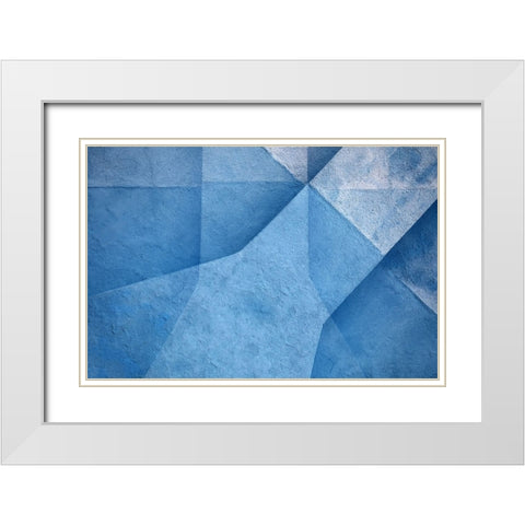 Blue Abstract White Modern Wood Framed Art Print with Double Matting by Hawerkamp, Hans-Wolfgang