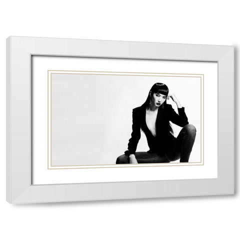Less Is More White Modern Wood Framed Art Print with Double Matting by Ishikawa, Keiichi