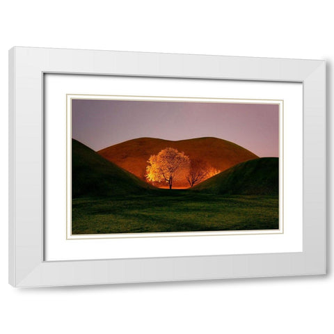 Magnolia White Modern Wood Framed Art Print with Double Matting by Namkoong, Bongok