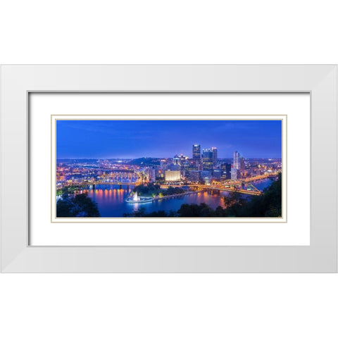 The Steel City White Modern Wood Framed Art Print with Double Matting by Zheng, Michael