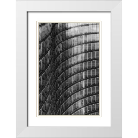 Sloping Lines White Modern Wood Framed Art Print with Double Matting by Van Son, Greetje
