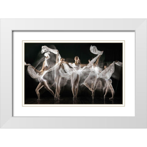 Ballerina Story White Modern Wood Framed Art Print with Double Matting by Suherman, Martha