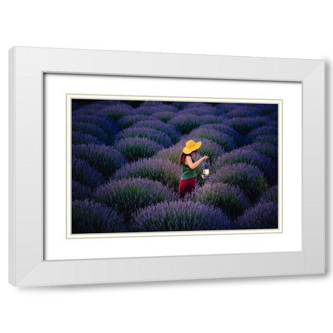 Lavender White Modern Wood Framed Art Print with Double Matting by Ayden, Cem