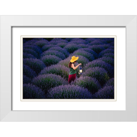 Lavender White Modern Wood Framed Art Print with Double Matting by Ayden, Cem