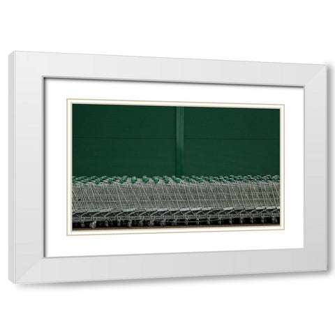 Shopping Trolleys White Modern Wood Framed Art Print with Double Matting by Schuster, Inge